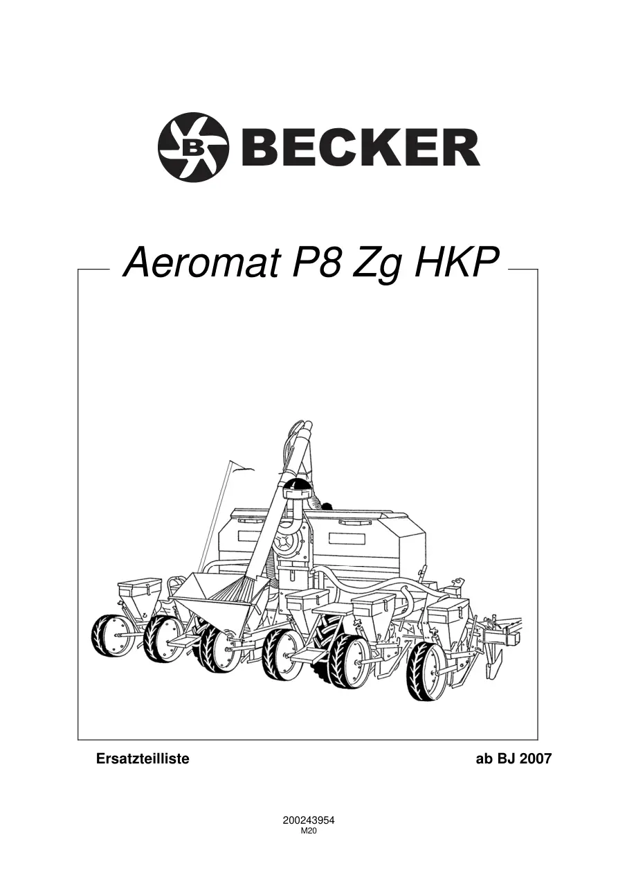 Becker Aeromat P8 Zg Hkp Parts Manual