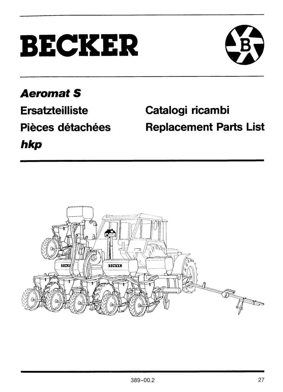 Becker Aeromat S Hkp Parts Manual