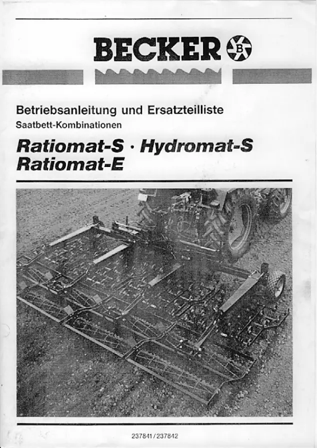 Becker Ratiomat Hydromat Parts Manual
