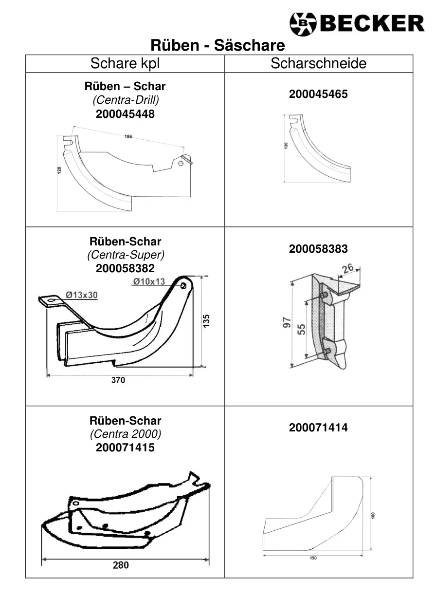 Becker Schare Parts Manual