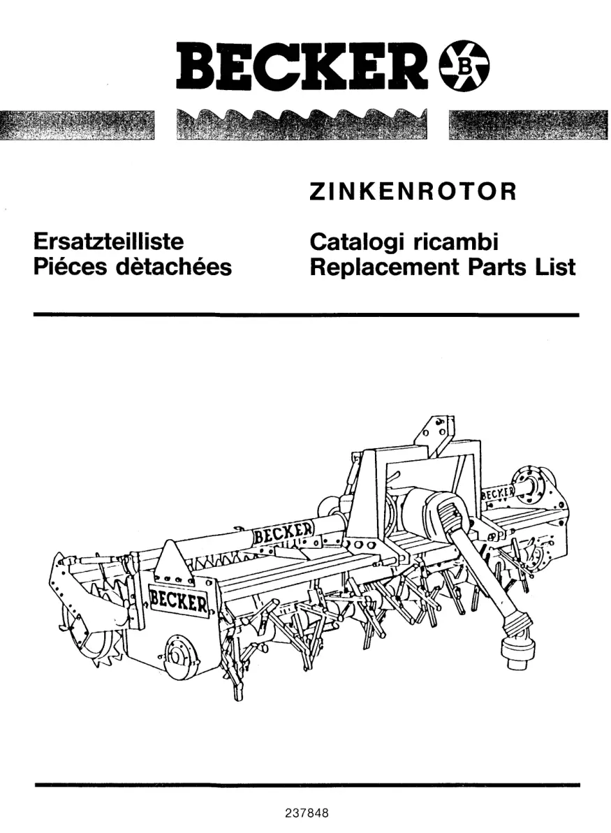 Becker Zinkenrotor Parts Manual