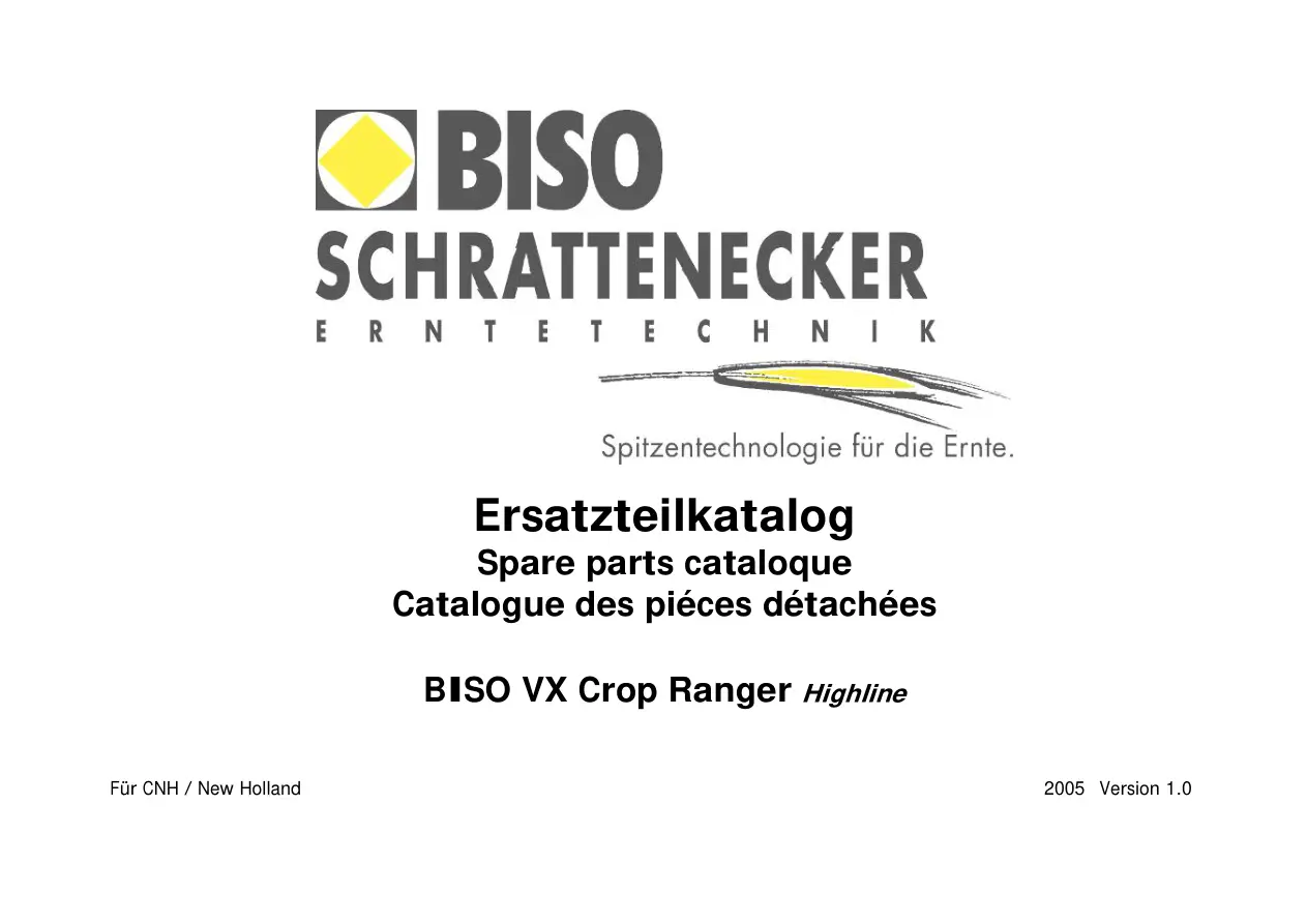Biso Vx Highline Für Cnh & Holland Parts Manual