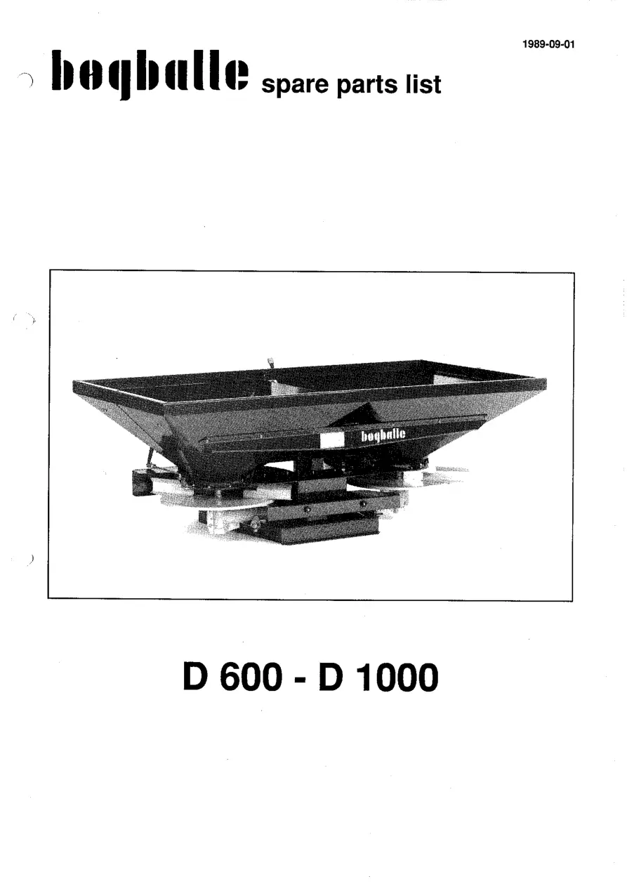 Bogballe D600 D1000 Parts Manual
