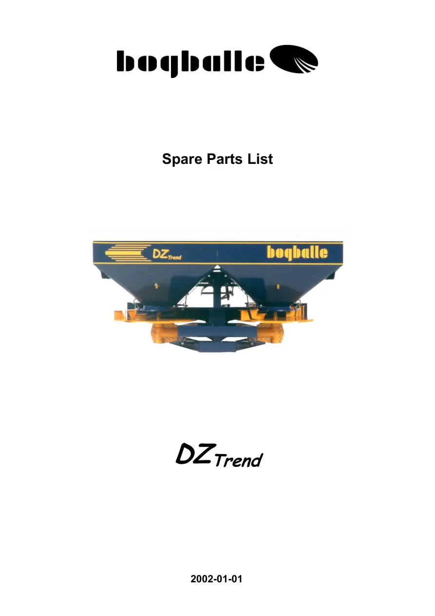 Bogballe Dz Parts Manual