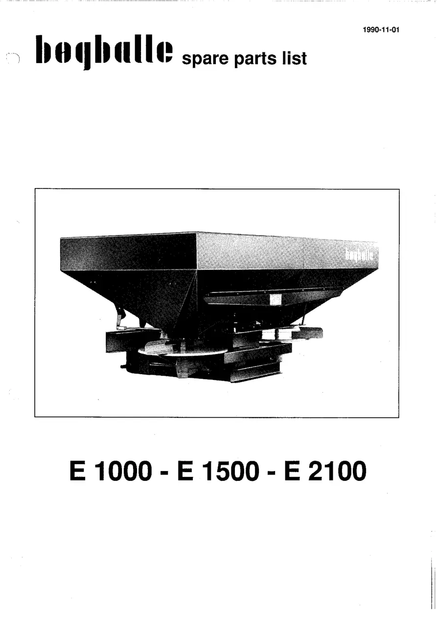 Bogballe E1000 E1500 E2100 Parts Manual