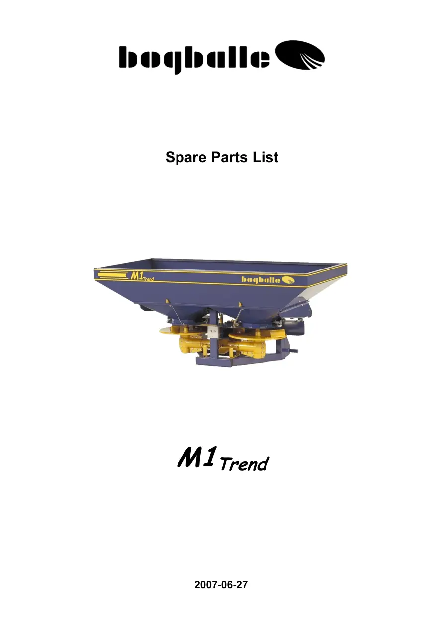 Bogballe M1 Parts Manual