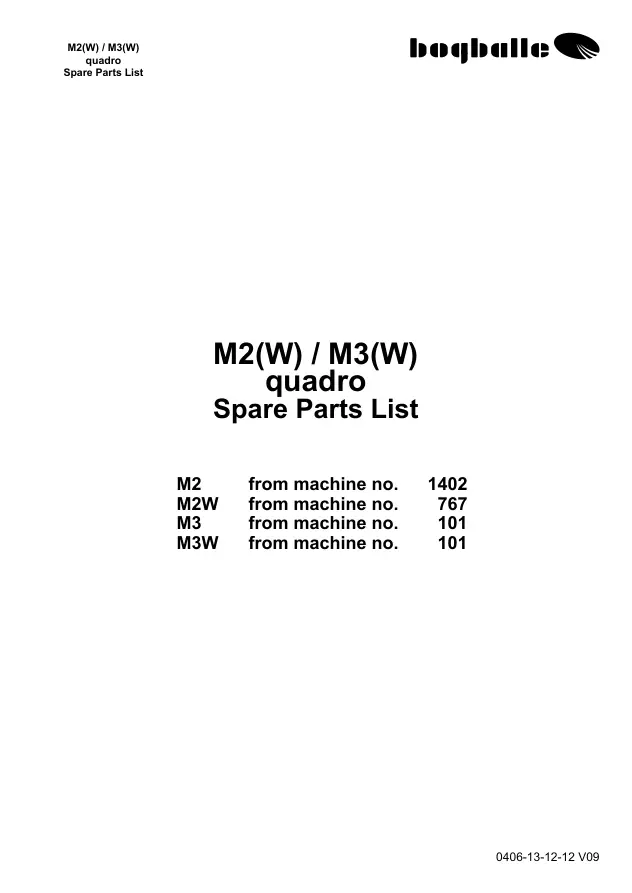 Bogballe M2 M3 Quadro Parts Manual