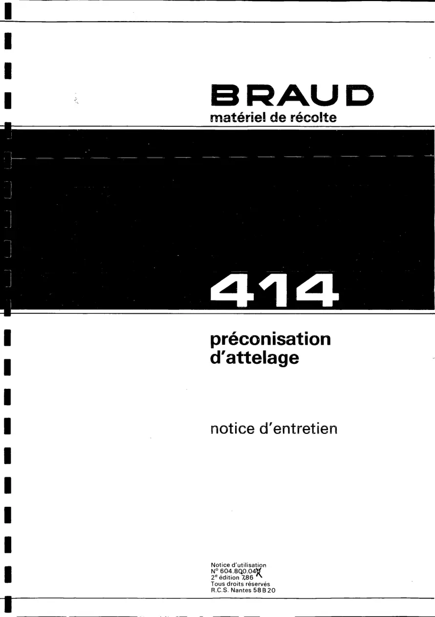 Braud 414 Parts Manual