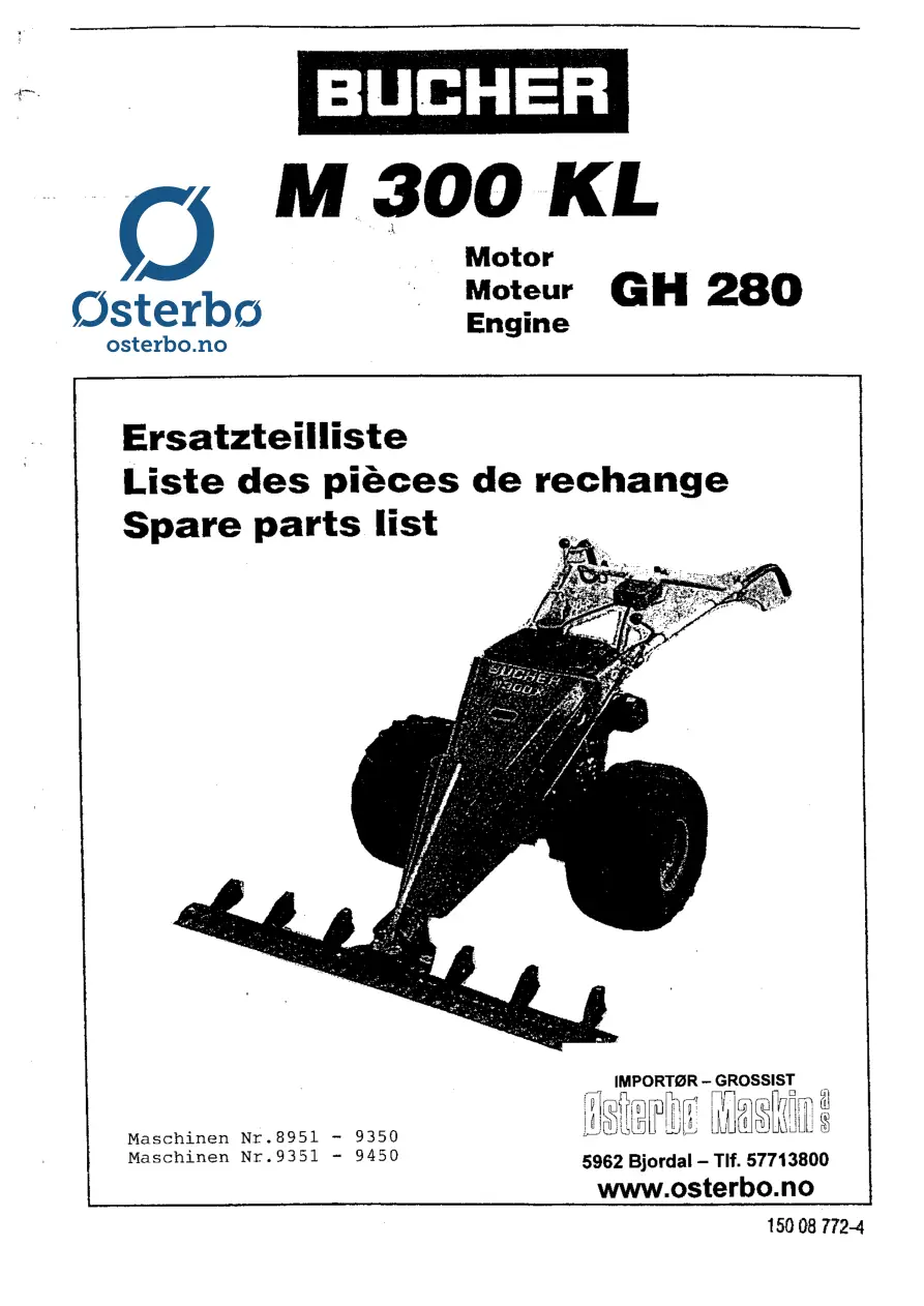 Bucher M300 Kl Parts Manual
