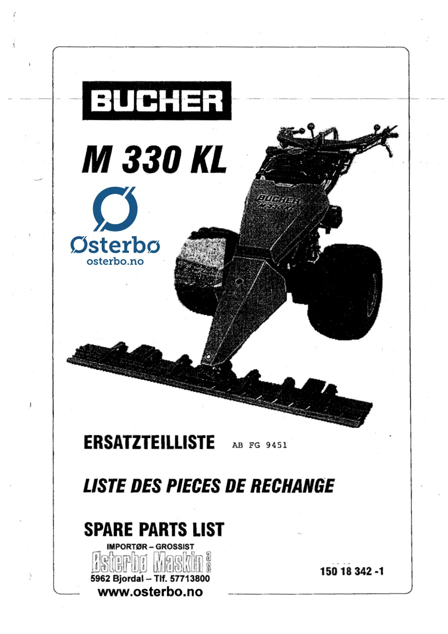 Bucher M330 Kl Parts Manual