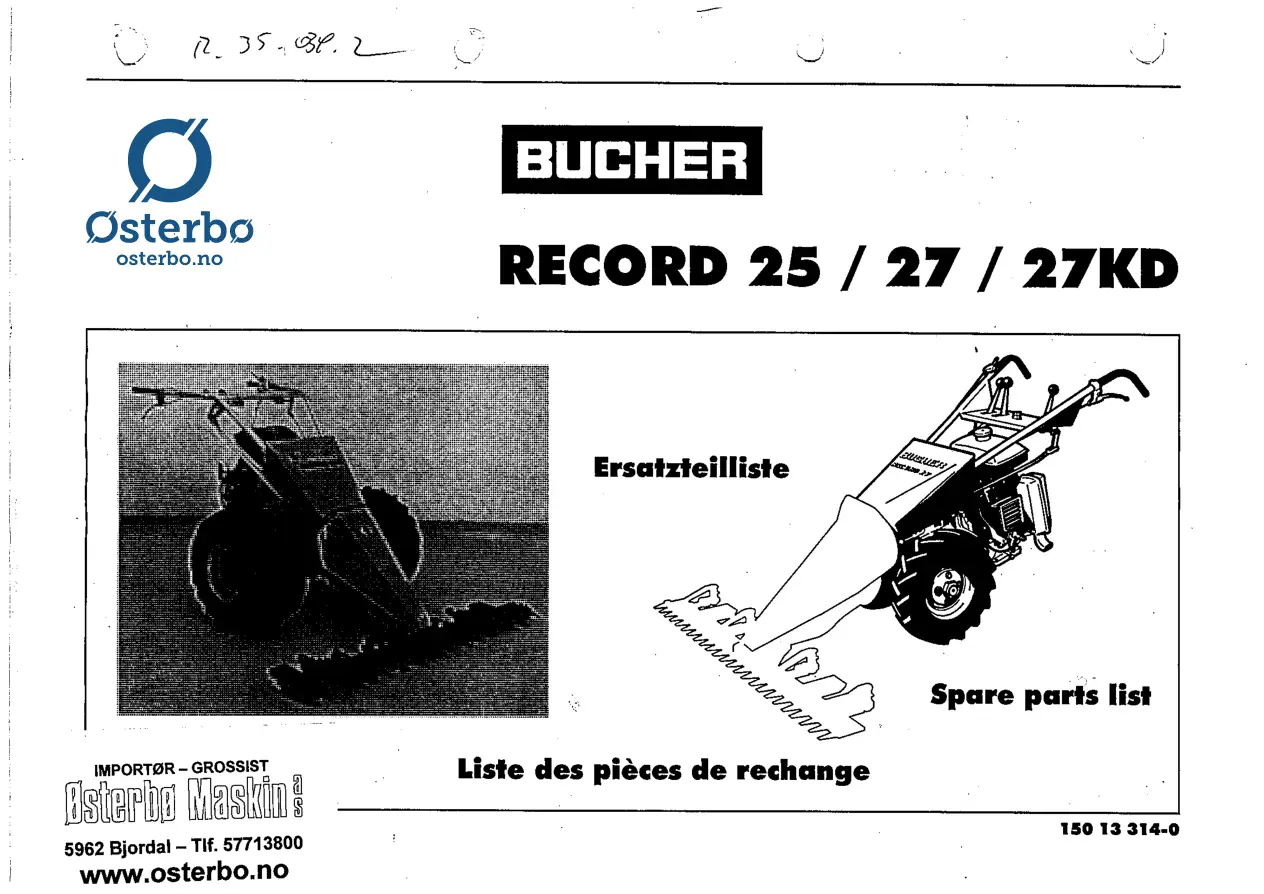 Bucher 25 27 27Kd Parts Manual