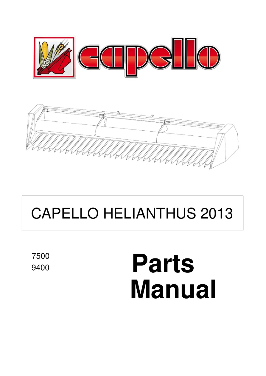 Capello Helianthus 7500 9400 2013 Parts Manual