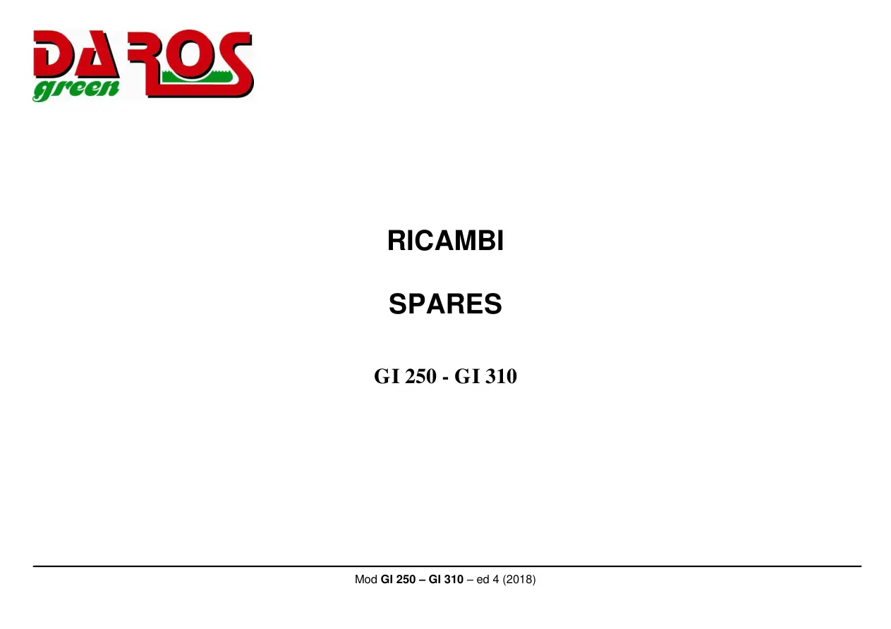 DaRos Gi250 Gi310 2018 Parts Manual