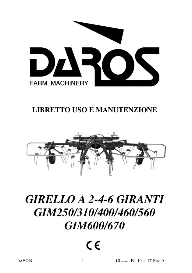 DaRos Girello A 2 4 6 Giranti Gim 250 310 400 460 560 600 670 2016 Operators Manual