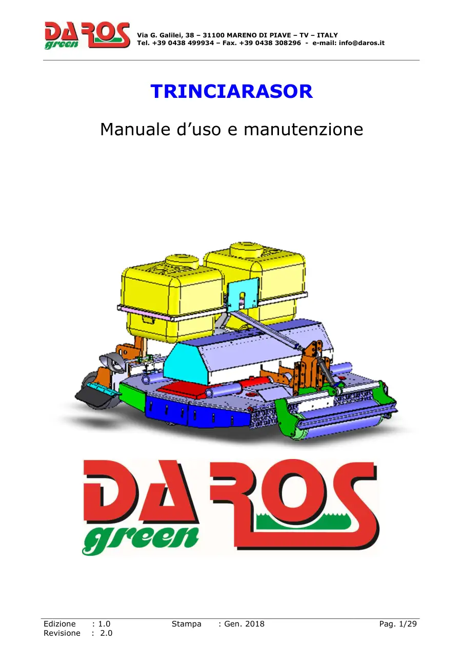 DaRos Trinciarasor Operators Manual