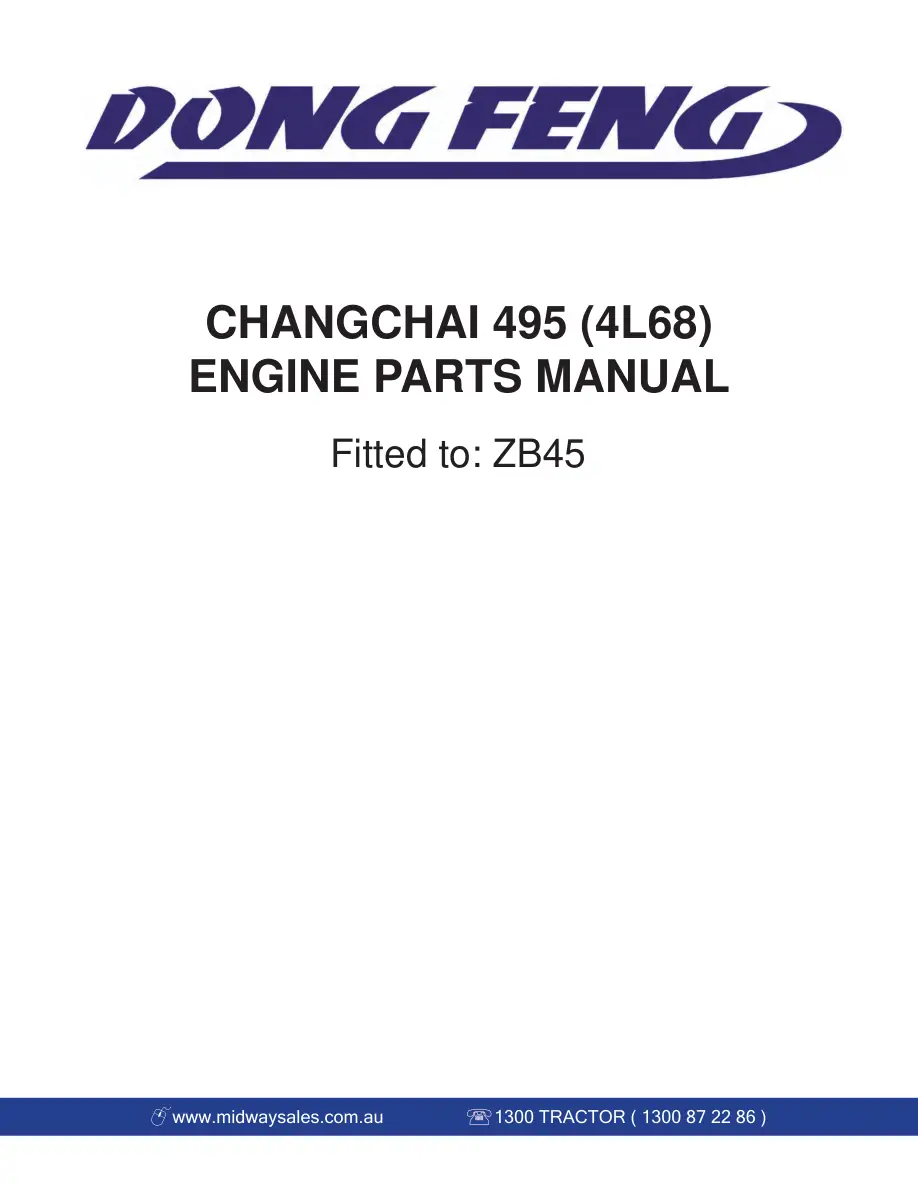 DongFeng Changchai 495 (4L68) Zb45 Parts Manual