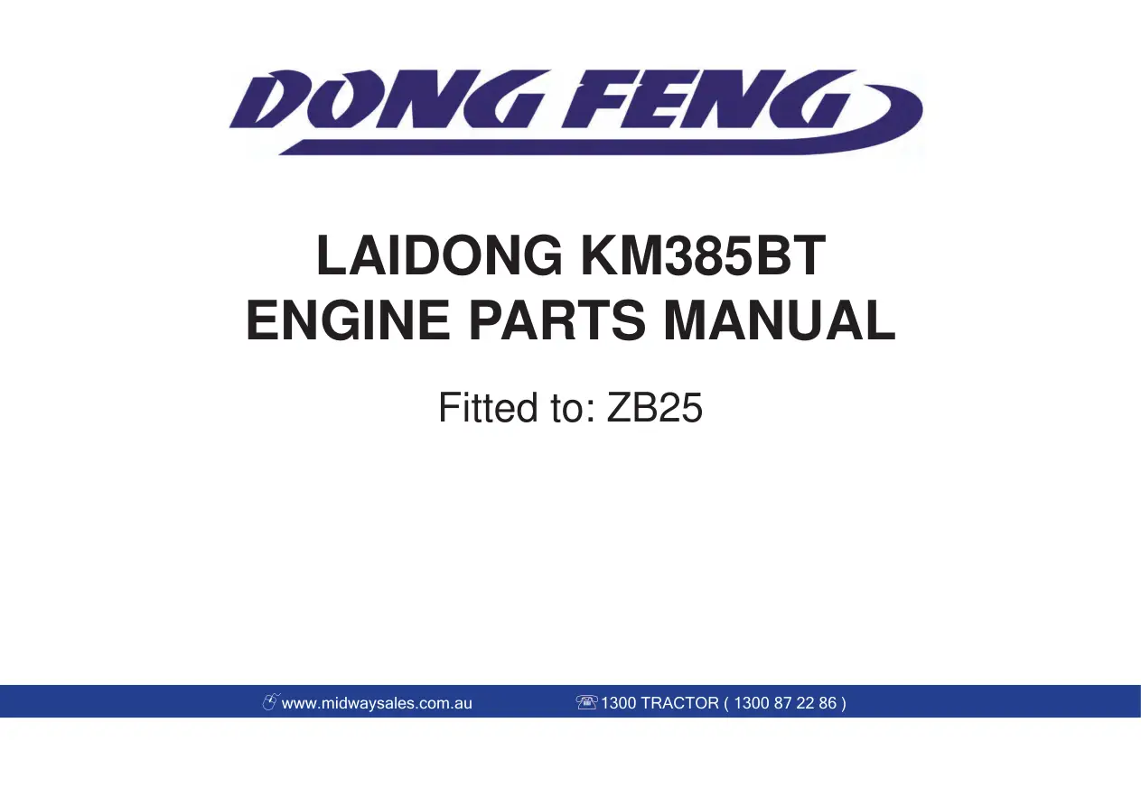 DongFeng Km385Bt Zb25 Parts Manual