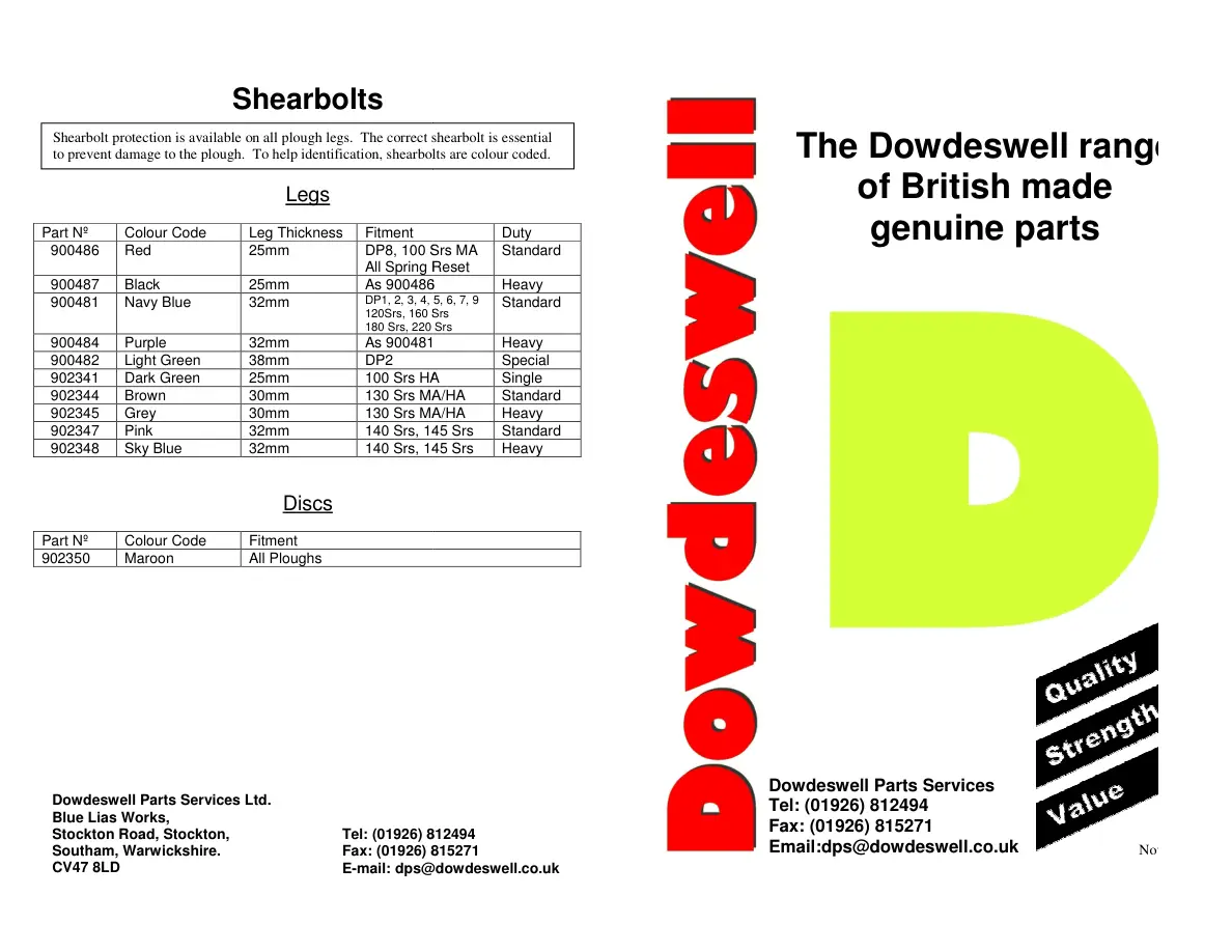 Dowdeswell Body Parts Manual