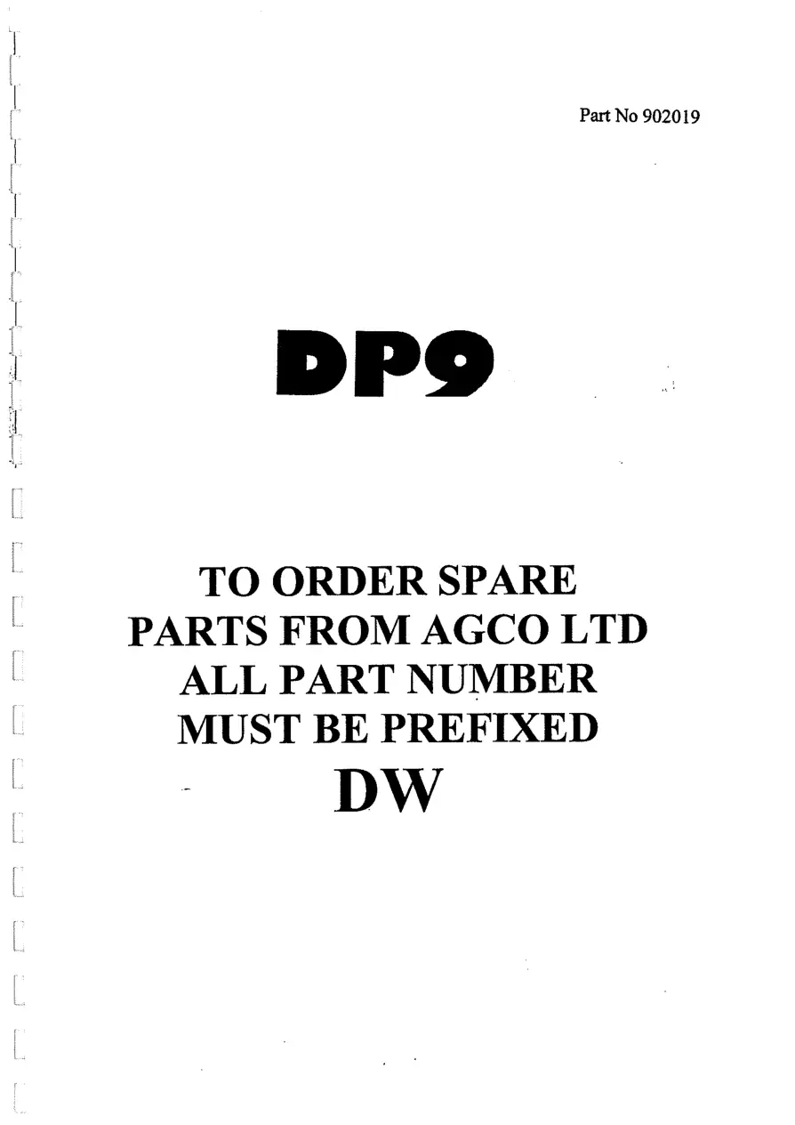 Dowdeswell Dp9 Parts Manual