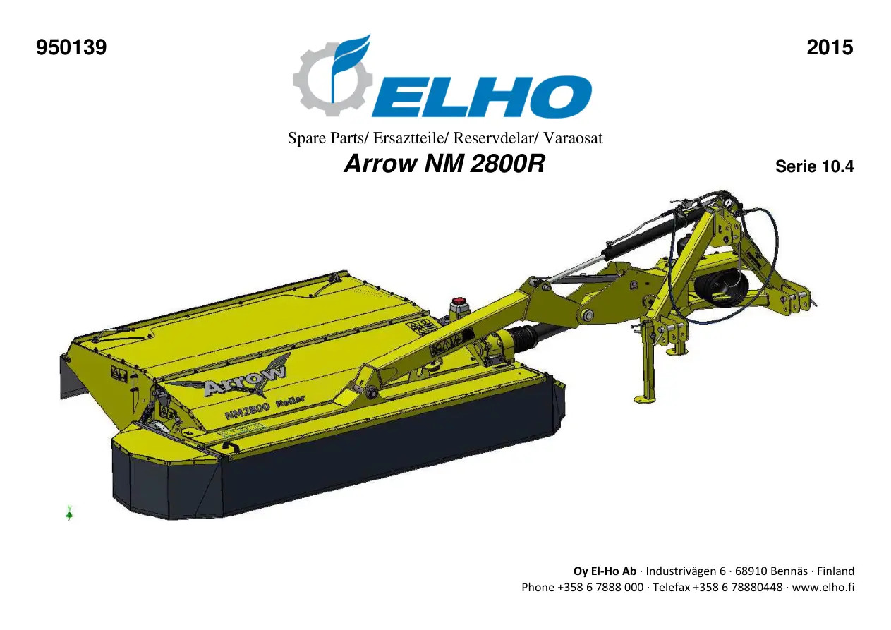 Elho Arrow Nm 2800R 10.4 Parts Manual