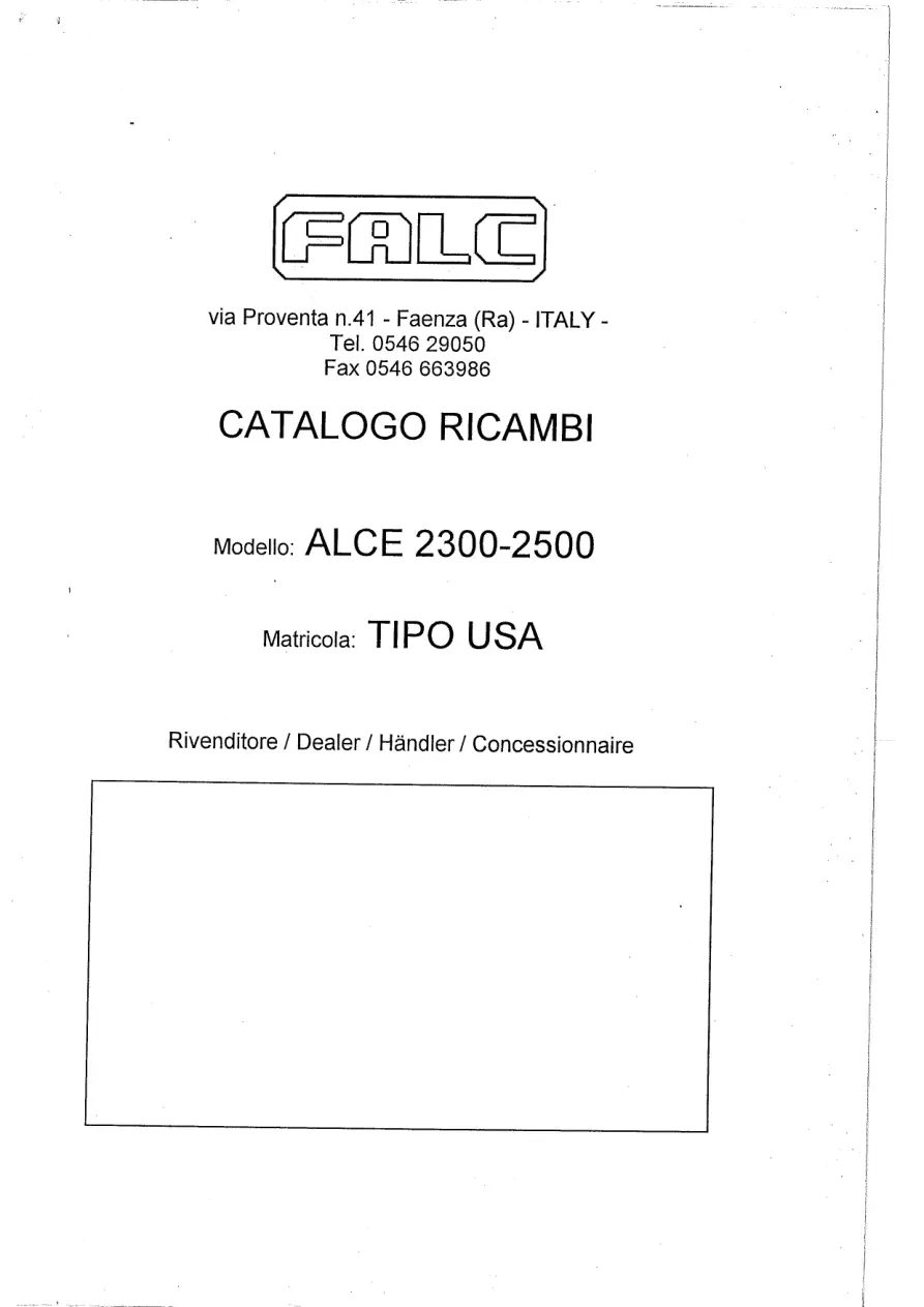 Falc Alce 2300 2500 Parts Manual
