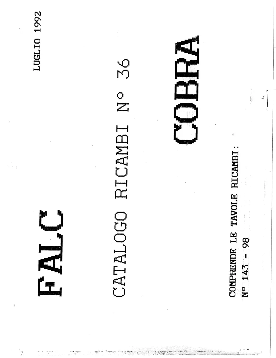 Falc Cobra 1600 Parts Manual