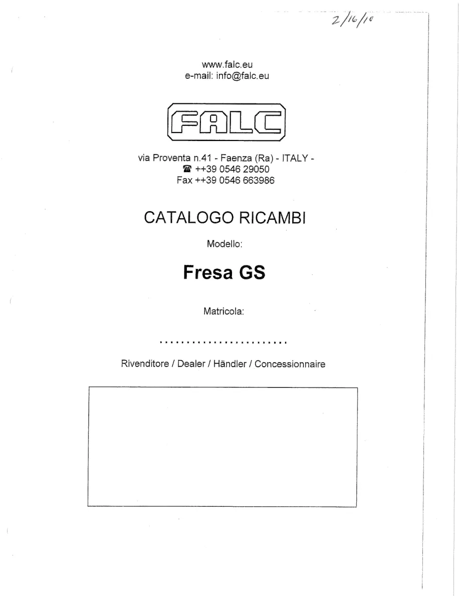 Falc Gs Parts Manual