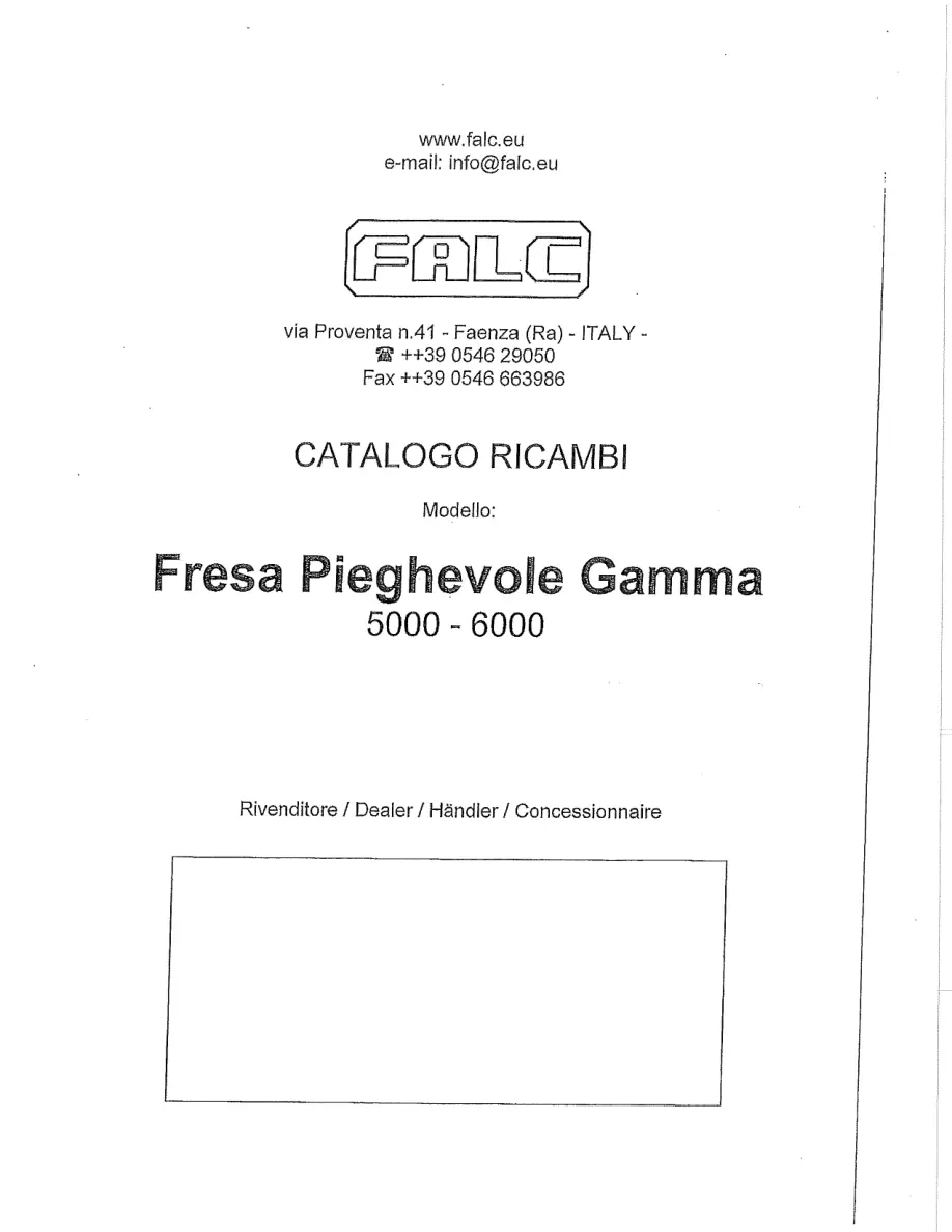 Falc Gamma 5000 6000 Parts Manual