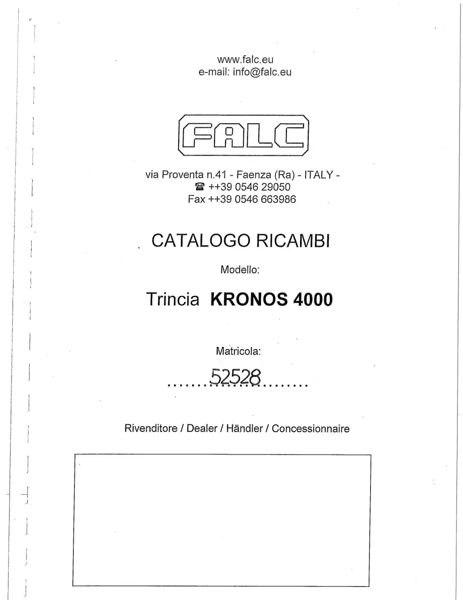Falc Kronos 4000 Parts Manual