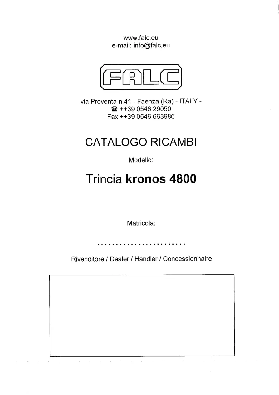 Falc Kronos 4800 Parts Manual
