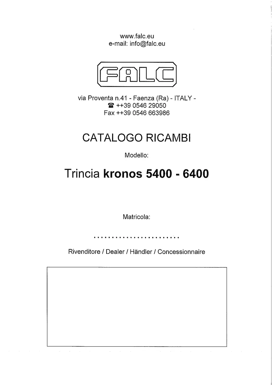 Falc Kronos 5400 6400 Parts Manual