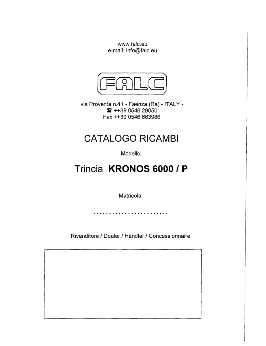 Falc Kronos 6000 Parts Manual