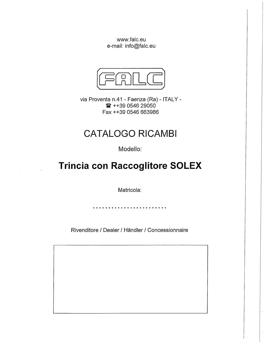Falc Solex Parts Manual