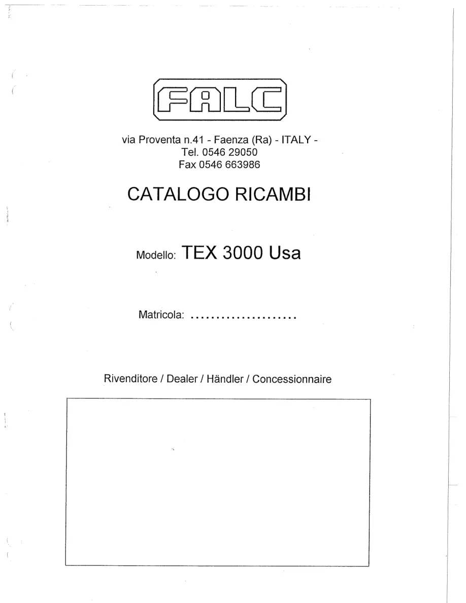 Falc Tex 3000 Parts Manual
