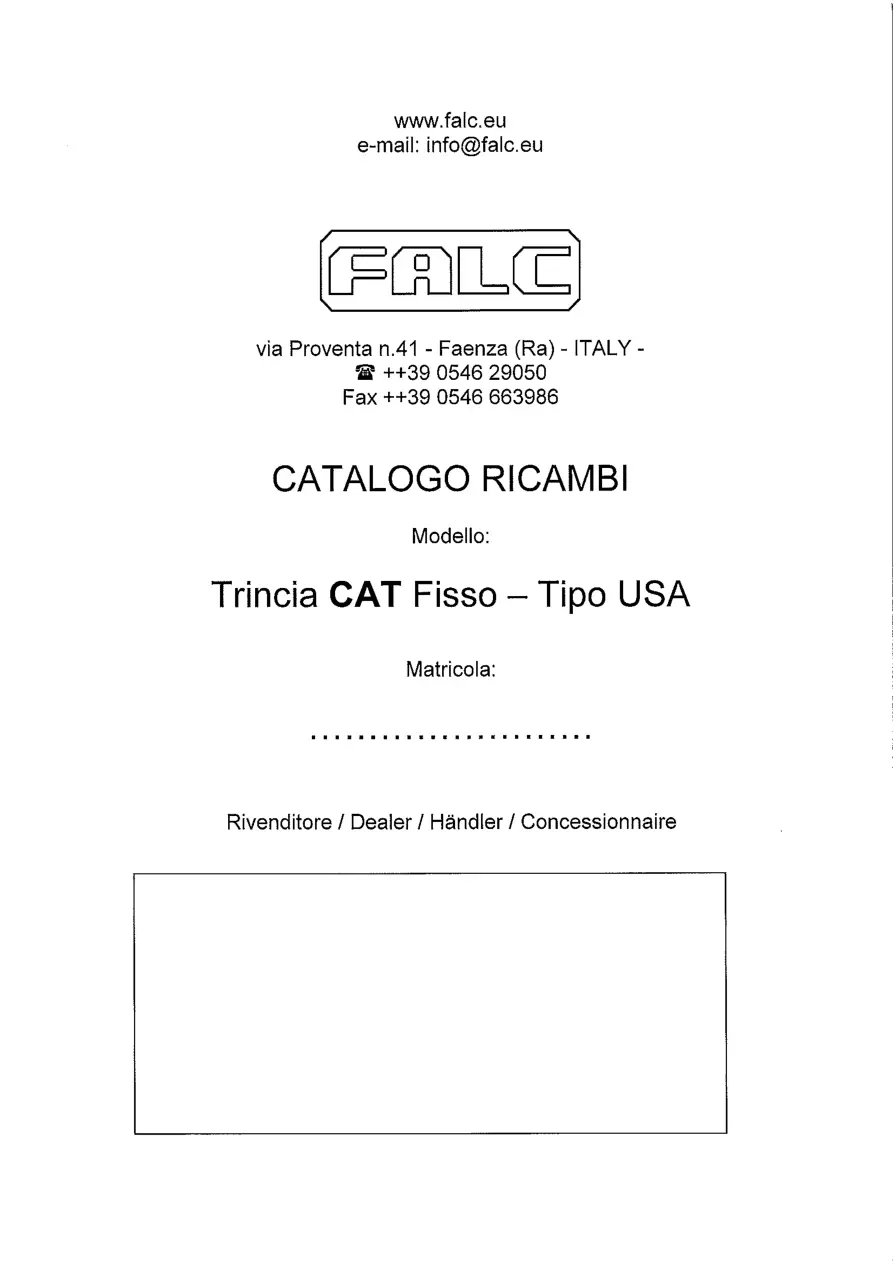 Falc Trincia Cat Fisso Parts Manual