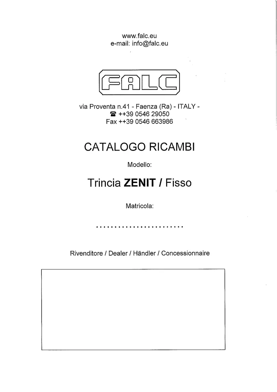 Falc Zenit Parts Manual