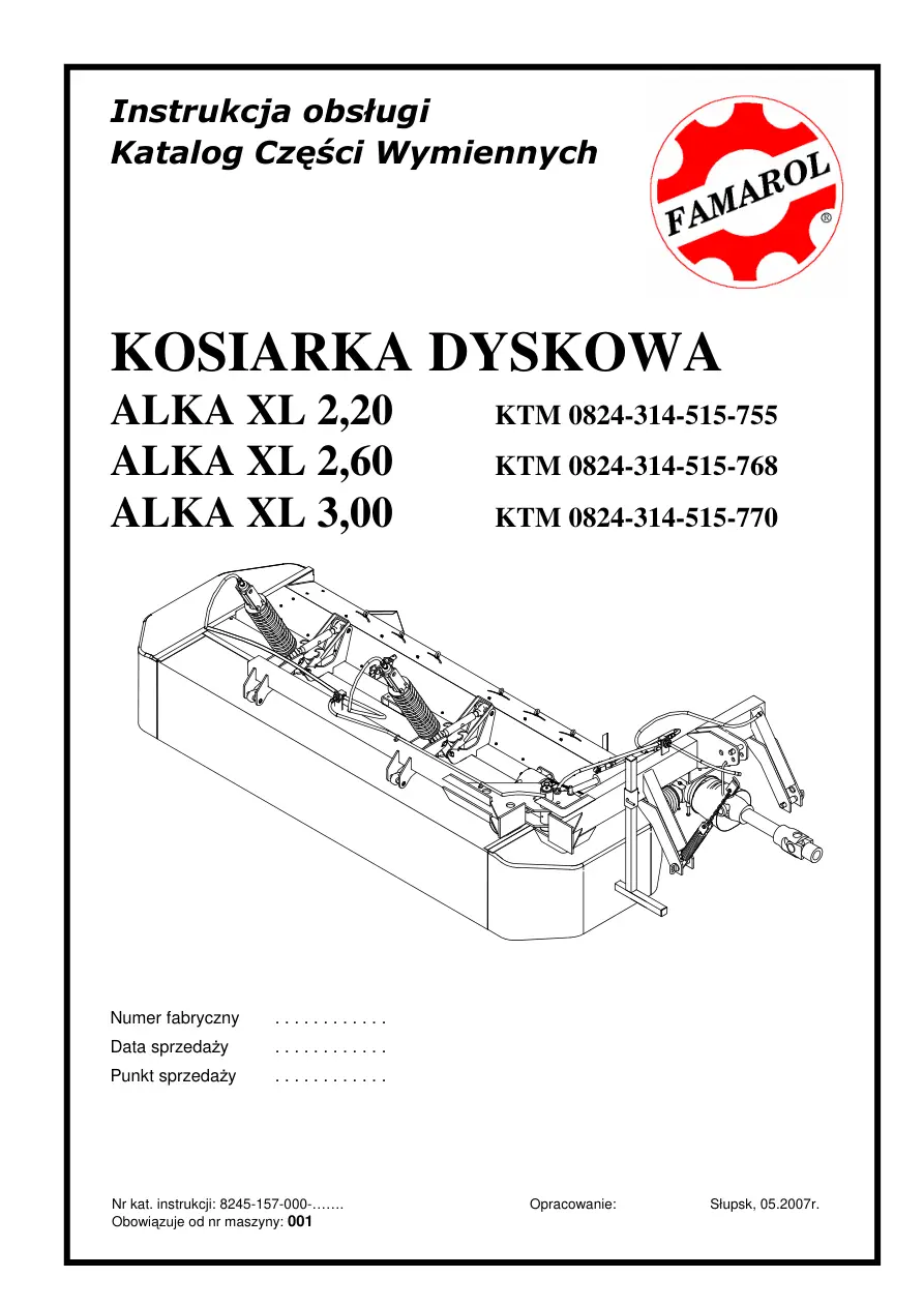 Famarol Alka Xl 2.20 2.60 3.00 Parts Manual