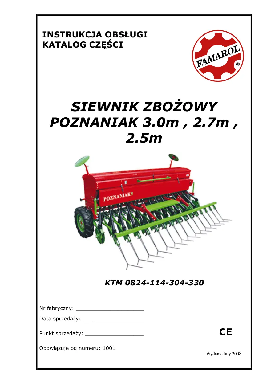 Famarol Poznaniak 3.0 2.7 2.5 Parts Manual