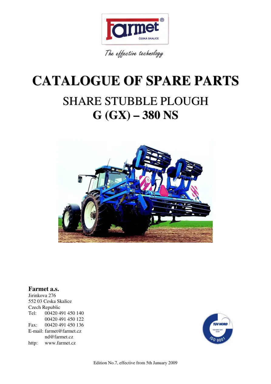 Farmet G Gx 380 Ns Parts Manual