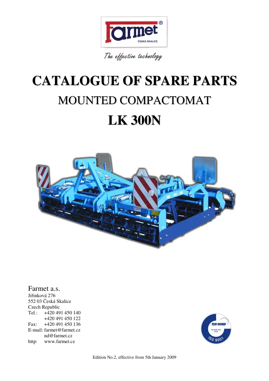 Farmet Lk300N Parts Manual