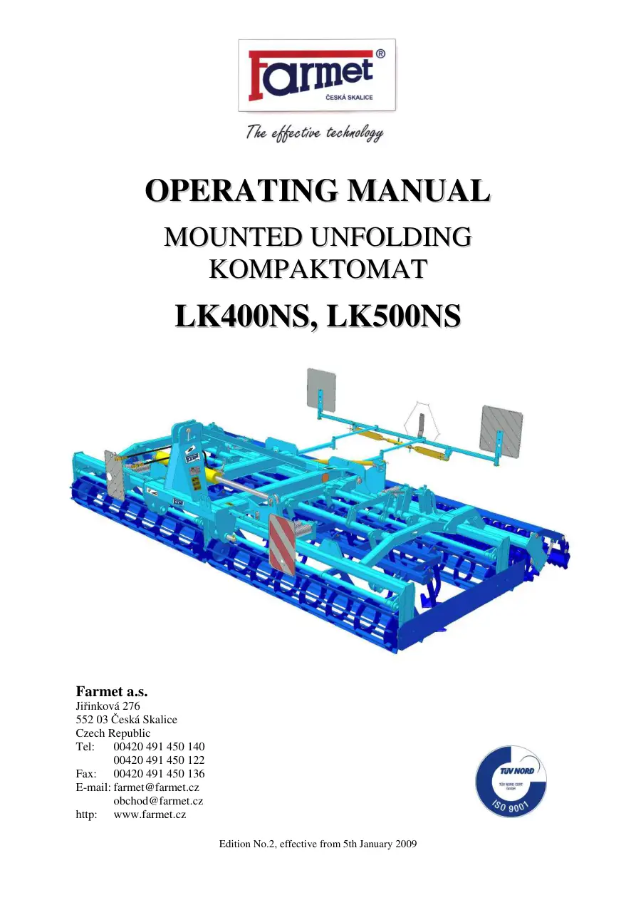 Farmet Kompaktomat Lk400Ns Lk500Ns Operators Manual