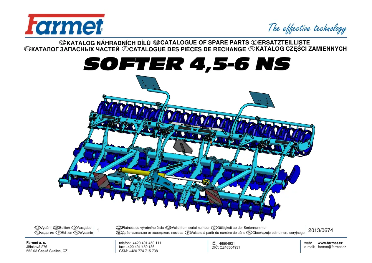 Farmet Softer 4.5 6 Parts Manual