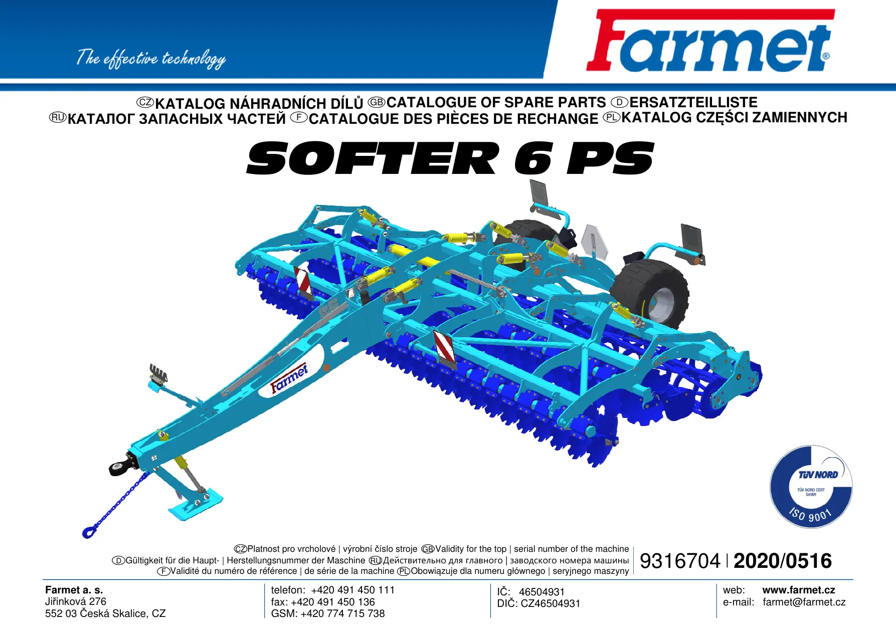 Farmet Softer 6 Ps 2020 Parts Manual
