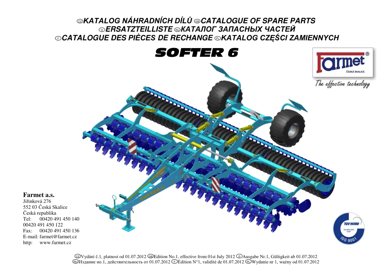 Farmet Softer 6 Parts Manual