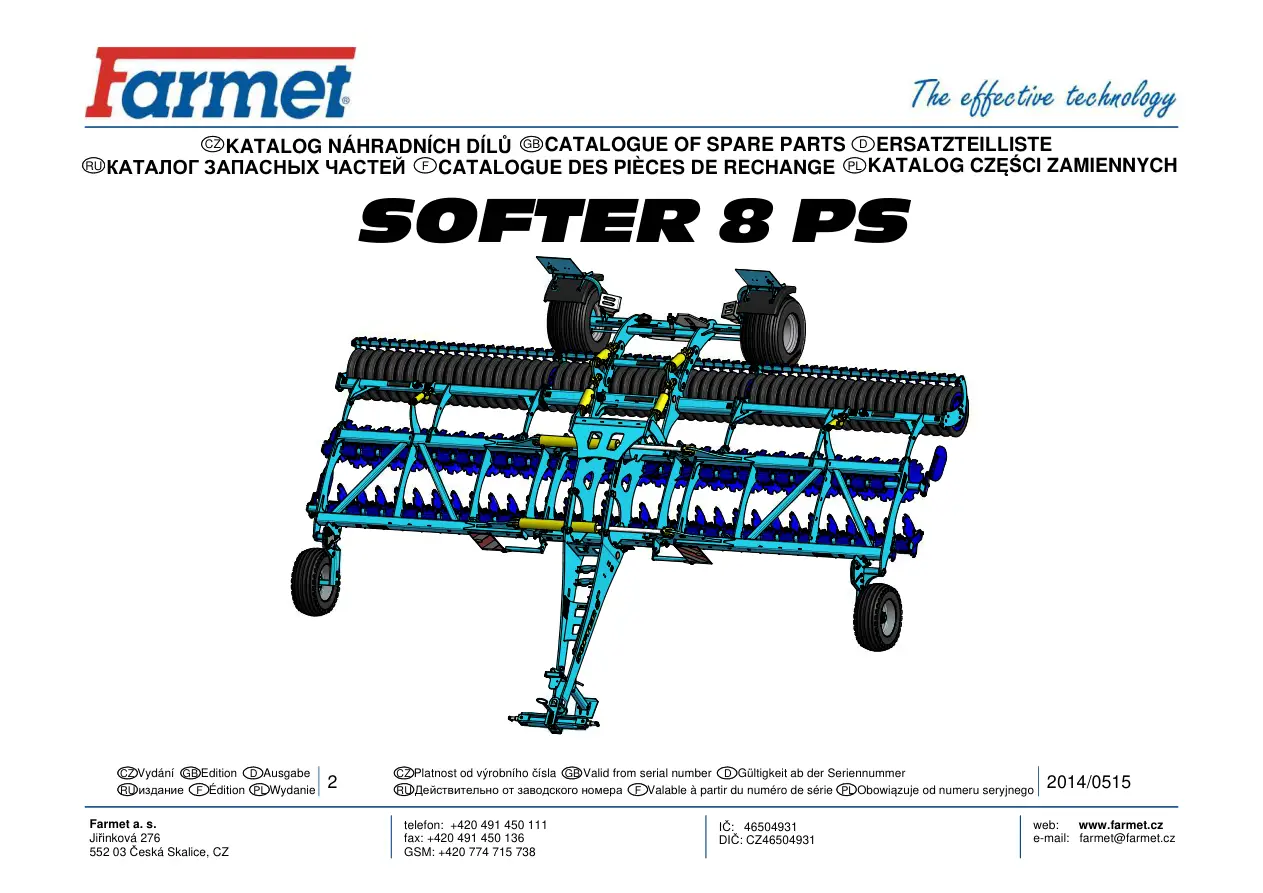 Farmet Softer 8 Ps Parts Manual