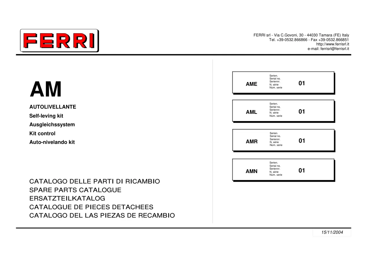 Ferri Ame Aml Amr Amn Parts Manual