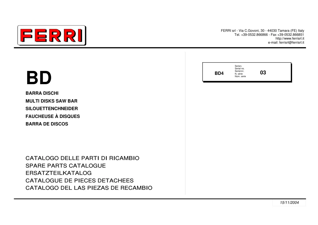 Ferri Bd4 Parts Manual