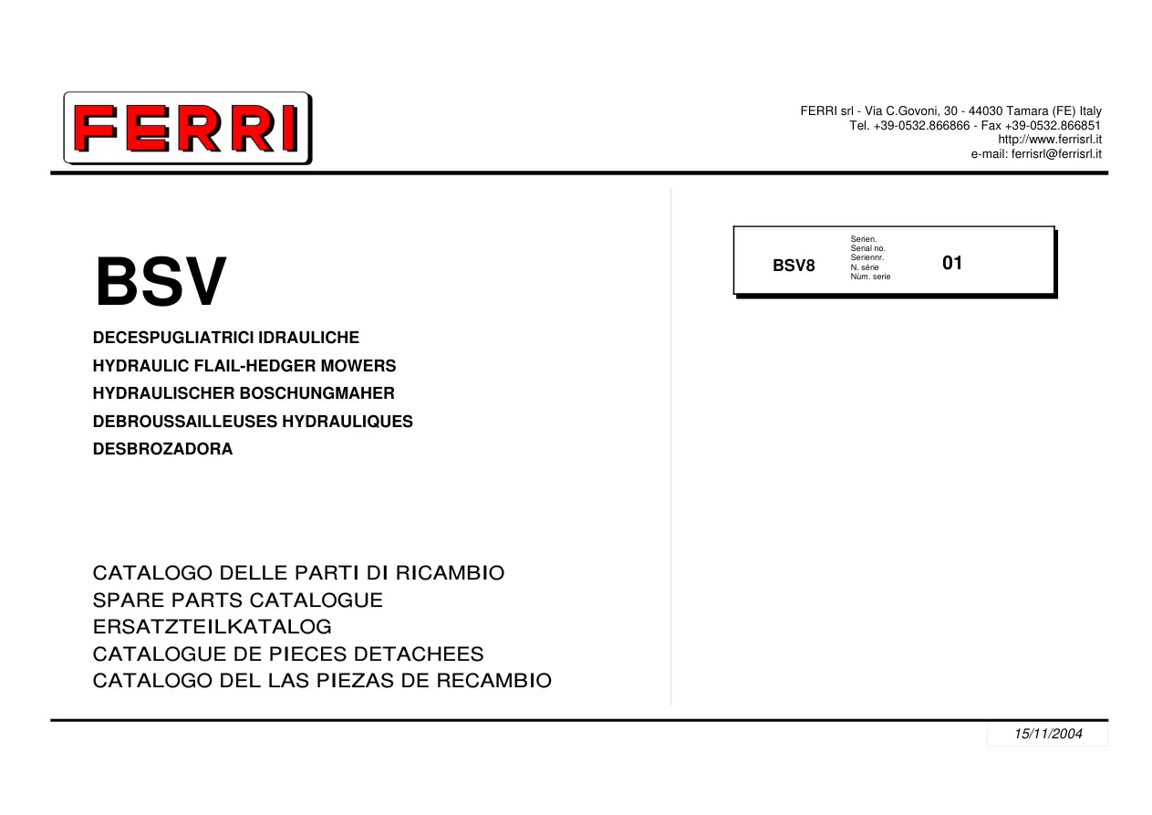 Ferri Bsv8 Parts Manual