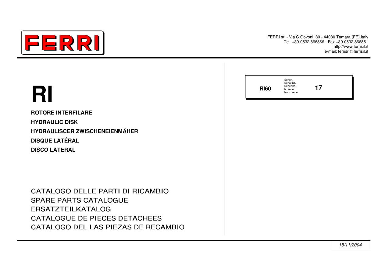 Ferri Ri60 Parts Manual