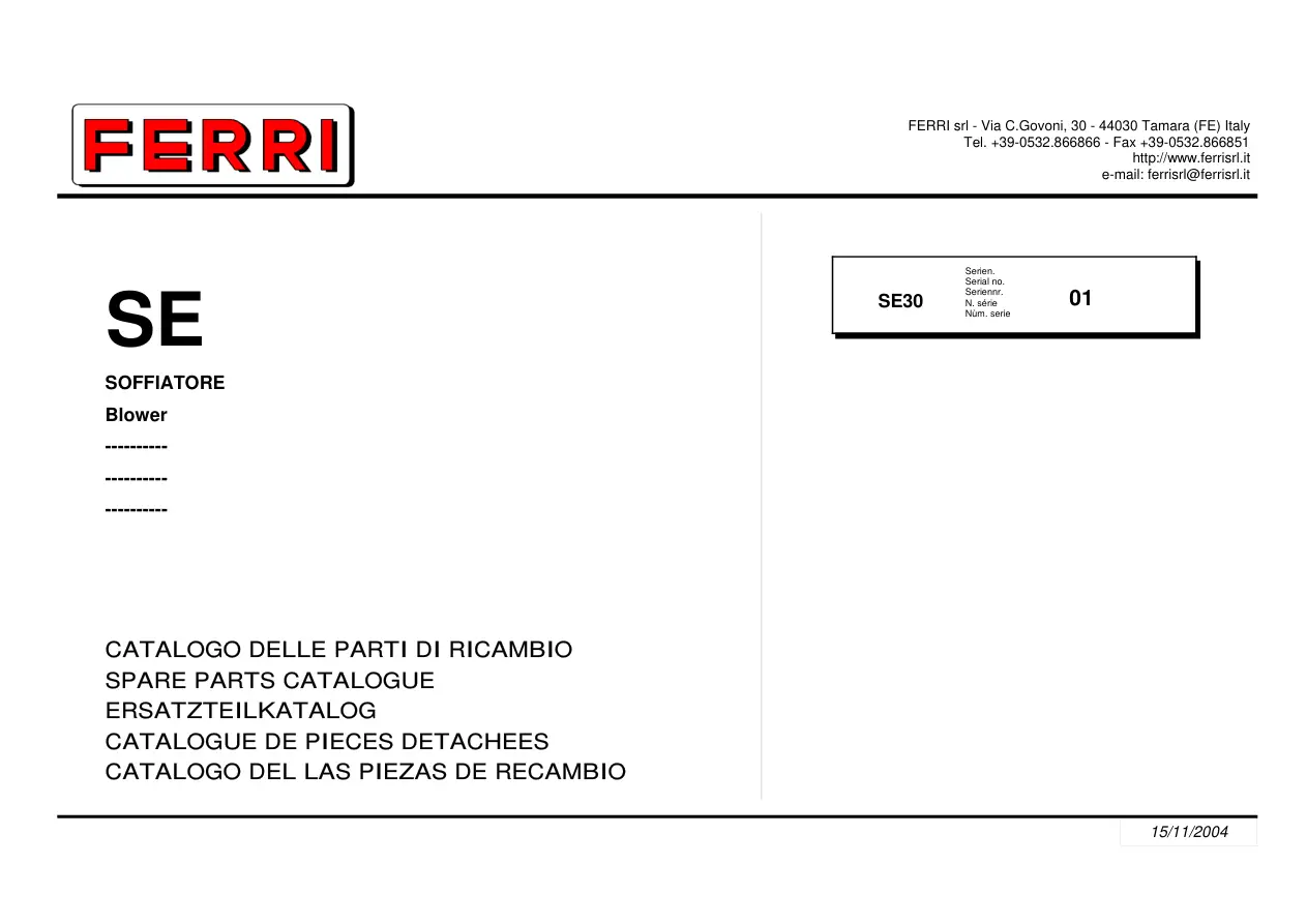 Ferri Se30 Parts Manual